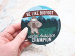 Social Distancing Bigfoot Sticker. Large 4" Size