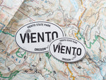 Viento State Park Oregon White Oval Sticker 3" & 4" Size Comparison