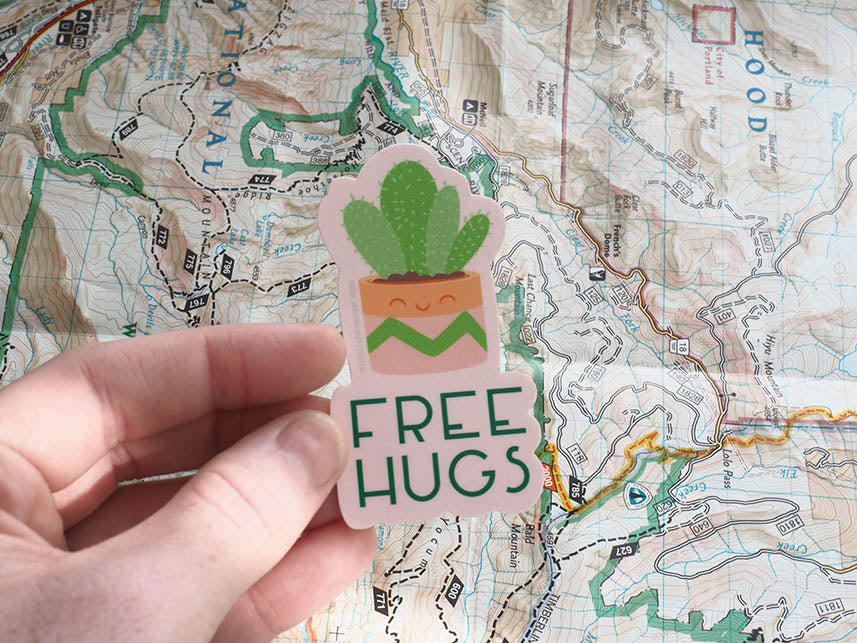 Free Hugs Cute Cactus Sticker for Hydroflask & Laptop – Sentinel Supply