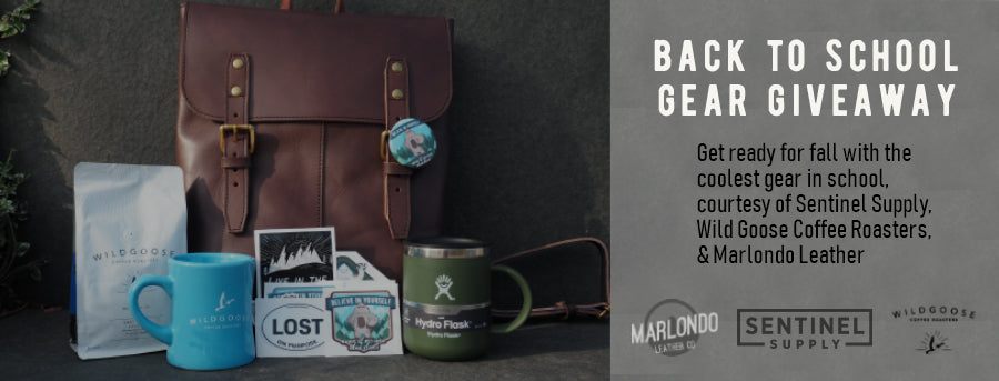 Enter the Back to School Gear Giveaway from Sentinel Supply, Marlondo Leather, & Wild Goose Coffee Roasters