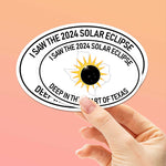 2024 Texas Solar Eclipse Sticker, White Oval Decal Size Comparison