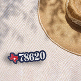 78620 Zip Code Dripping Springs Texas Hill Country Sticker on Beach Blanket Outdoors