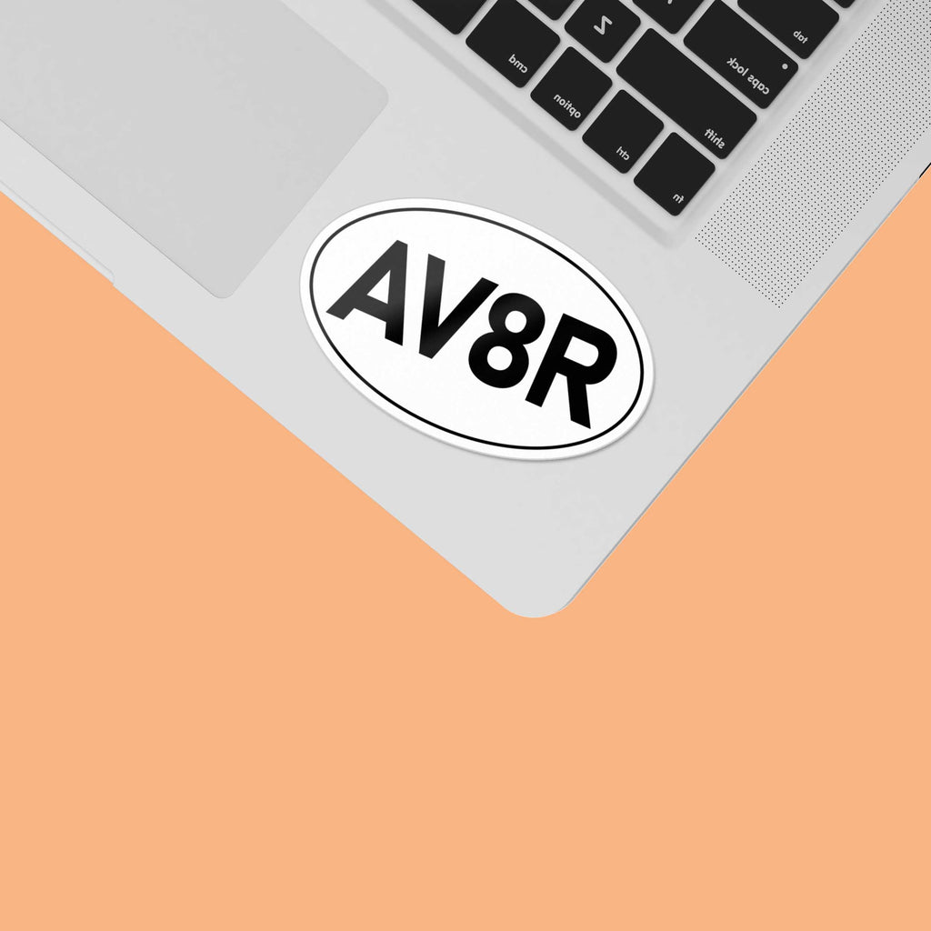 Av8r Sticker AV8R Airplane Pilot White Oval Bumper Sticker, Backcountry Aviator ...