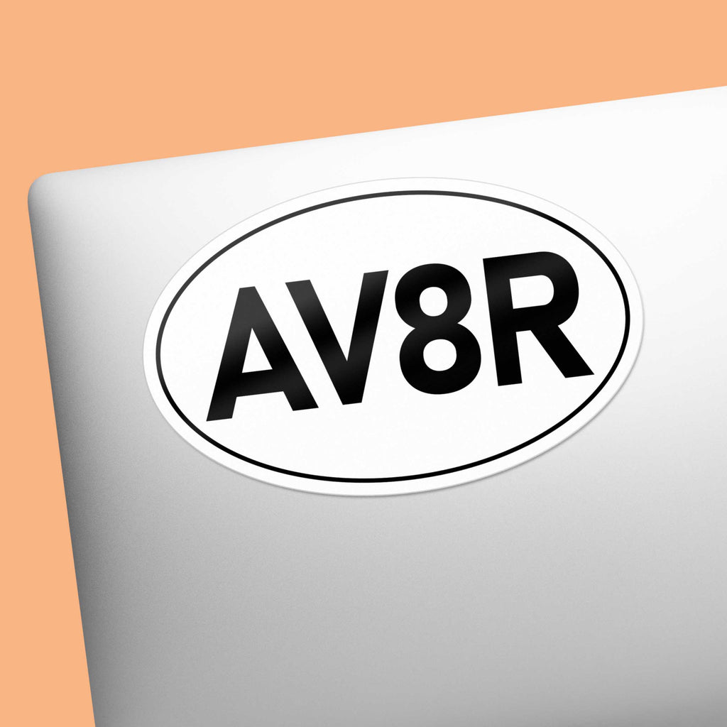 Aav Sticker AV8R Airplane Pilot White Oval Bumper Sticker, Backcountry Aviator ...
