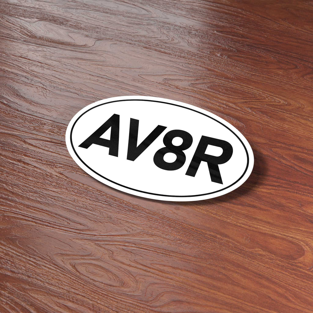 Av8r Sticker AV8R Airplane Pilot White Oval Bumper Sticker, Backcountry Aviator ...