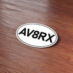 AV8RX Aviatrix Airplane Pilot Sticker on Wood Desk in Office