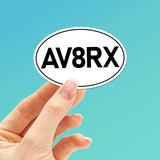 AV8RX Aviatrix Airplane Pilot White Oval Sticker Small