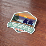 ADK Mountains Sticker on Wood Desk in Office