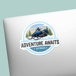Adventure Awaits Snowmobile Sticker on laptop