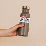 Akron Ohio License Plate Decal on Water Bottle