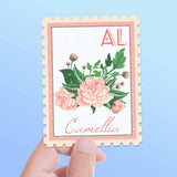 Alabama State Flower Camellia Sticker - AL Vintage Stamp Decal