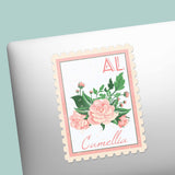 Alabama State Flower Camellia Sticker - AL Vintage Stamp Decal