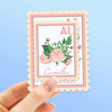Alabama State Flower Camellia Sticker - AL Vintage Stamp Decal