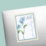 Alaska State Flower Forget-me-not Sticker - AK Vintage Stamp Decal