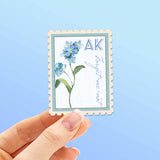 Alaska State Flower Forget-me-not Sticker - AK Vintage Stamp Decal