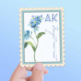 Alaska State Flower Forget-me-not Sticker - AK Vintage Stamp Decal