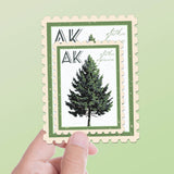 Alaska State Tree Sitka Spruce Sticker - AK Vintage Stamp Decal