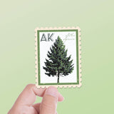 Alaska State Tree Sitka Spruce Sticker - AK Vintage Stamp Decal