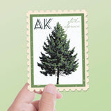 Alaska State Tree Sitka Spruce Sticker - AK Vintage Stamp Decal