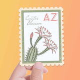 Arizona State Flower Cactus Blossom Sticker - AZ Vintage Stamp Decal