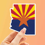 Large Arizona Flag Bumper Sticker on Orange Background