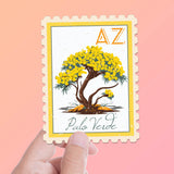 Arizona State Tree Palo Verde Sticker - AZ Vintage Stamp Decal