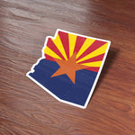 AZ Flag Southwest Sticker on Wood Desk in Office