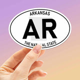 White Oval Arkansas Bumper Sticker Large