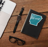 Cute Arkansas Home Sticker on Journal with Laptop and Watch