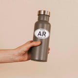 Euro Style White Oval Arkansas Decal on Water Bottle