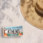 Athens Georgia Bumper Sticker Outdoors on Beach Blanket