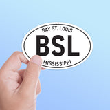 Small Bay St. Louis Mississippi White Oval Bumper Sticker, Gulf Coast Decal for Hydroflask Water Bottle & Laptop, Southern Gift