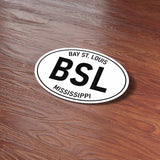 Gulf Coast Bay St. Louis Mississippi White Oval Sticker on Wood
