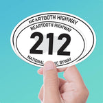 Set of 2 Beartooth Highway 212 Montana White Oval Bumper Sticker - Yellowstone National Park Decal for Hydroflask Water Bottle - Western MT Gifts