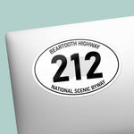 Yellowstone National Park Beartooth Highway 212 Montana White Oval Sticker on Laptop