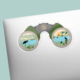 Binoculars Birdwatching Sticker on Laptop