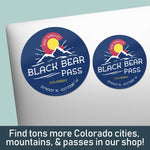 Black Bear Pass Decals on Laptop. Find tons more Colorado stickers with CO cities, Rocky Mountain Passes, & 14ers in our shop