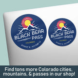 Black Bear Pass Decals on Laptop. Find tons more Colorado stickers with CO cities, Rocky Mountain Passes, & 14ers in our shop