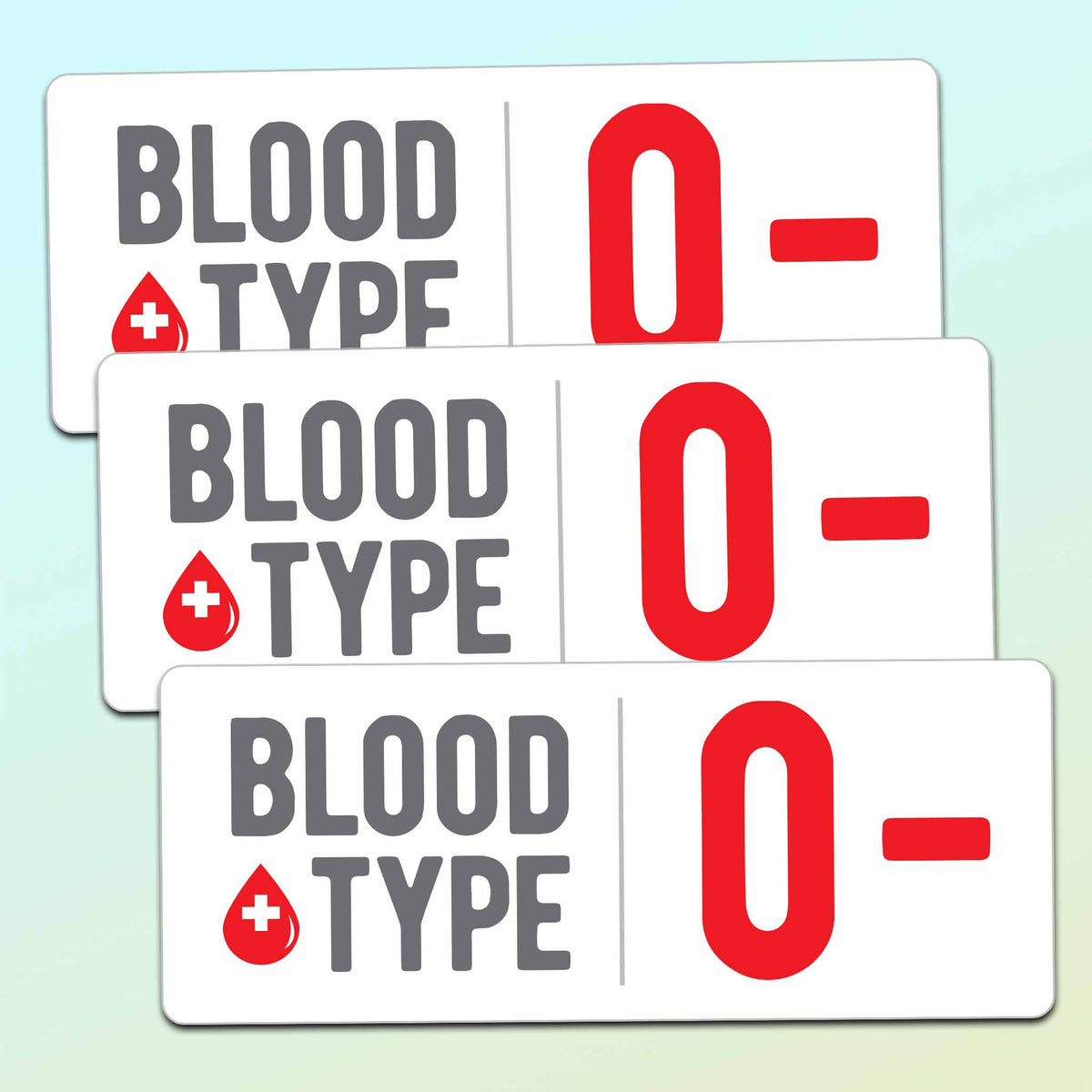 Set of 3 Blood Type Stickers for Helmets - Mini Emergency Medical ...