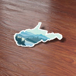 Appalachian Mountains WV Bumper Sticker on Wood Desk