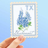 Texas State Flower Bluebonnets Sticker - Vintage Stamp Decal