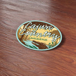 Cajun Country Louisiana Bayou Sticker on Wood Desk in Office