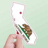 California Flag Bumper Sticker - Cool CA Grizzly Bear Decals