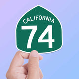 California Highway 74 Road Sign Sticker - Palms to Pines Scenic Byway