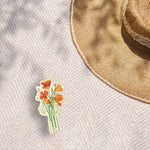 Orange Poppy Sticker Outdoors on Beach Blanket