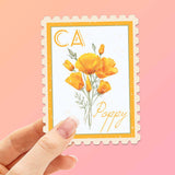California Poppy State Flower Sticker - CA Vintage Stamp Decal
