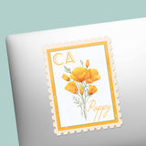 California Poppy State Flower Sticker - CA Vintage Stamp Decal