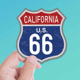 California Blue Route 66 Sticker - Cool CA Vintage Highway Sign Decal