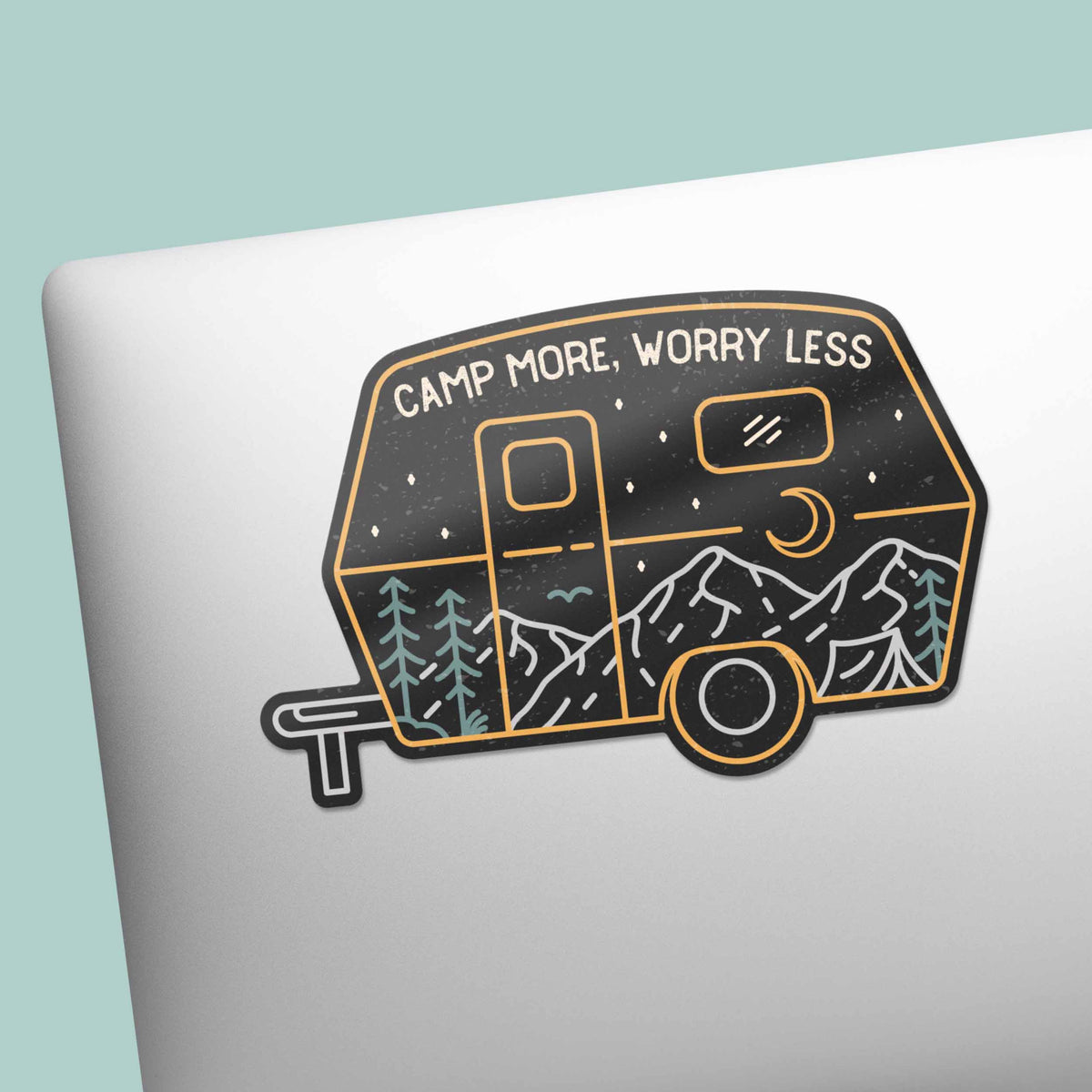 Camp More Worry Less RV Sticker for Hydroflask Water Bottle - Mountain ...