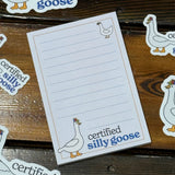 Certified Silly Goose Notepad - Funny 4" x 6" Memo Pad